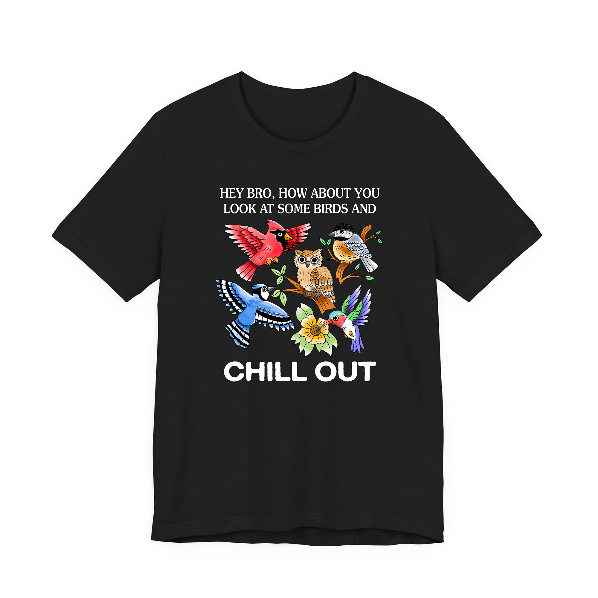 Chill Out Birds Black Tee